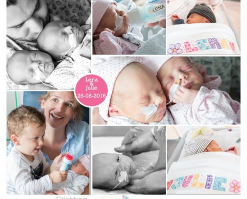 Lena en Julie prematuur geboren met 35 weken en 5 dagen, tweeling, gebroken vliezen, keizersnede