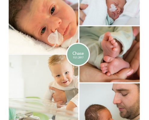 Chase prematuur geboren met 33 weken en 1 dag, CTG, couveuse, sondevoeding