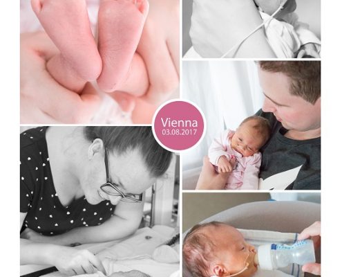 Vienna prematuur geboren met 34 weken en 4 dagen, gebroken vliezen, ruggenprik, couveuse, neonatologie, sondevoeding