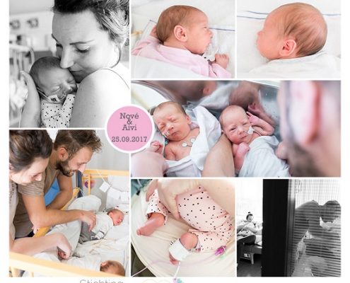 Nové en Aivi prematuur geboren met 33 weken, Slingeland ziekenhuis, tweeling, sonde, weeenremmers, spoedkeizersnede, CPAP