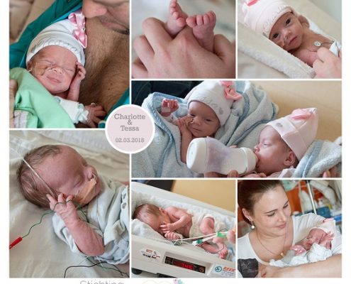 Charlotte & Tessa prematuur geboren met 34 weken en 5 dagen, tweeling, zwangerschapsvergiftiging, couveuse