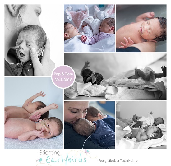 Pep & Pom prematuur geboren met 36 weken, tweeling, sondevoeding