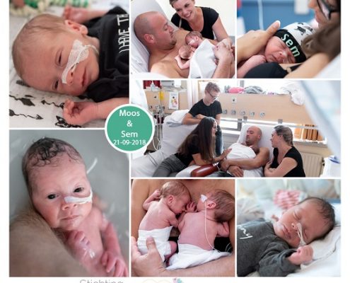 Moos & Sem prematuur geboren met 30 weken, tweeling, buidelen, Amphia Breda, sondevoeding