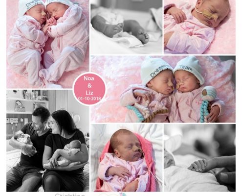 Noa & Liz prematuur geboren met 34 weken, tweeling, Bravis moede ren kind, gebroken vliezen, CTG, couveuse, sonde