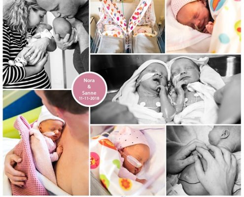 Nora & Sanne prematuur geboren, tweeling, gebroken vliezen, keizersnede, couveuse, flesvoeding, sonde