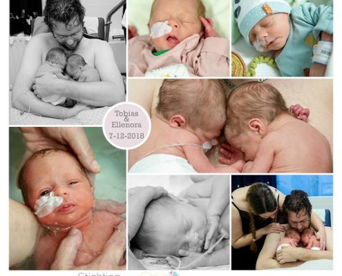 Tobias & Ellenora prematuur geboren met 34 weken, tweeling, couveuse, buidelen, Nij Smellinghe
