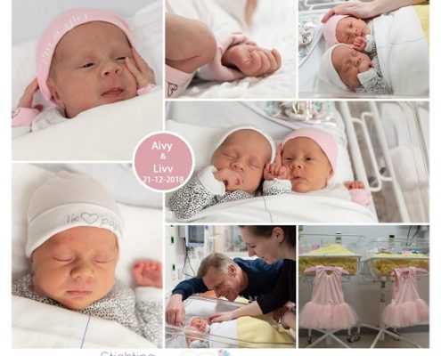 Aivy & Livv prematuur geboren met 36 weken, CWZ, tweeling, couveuse