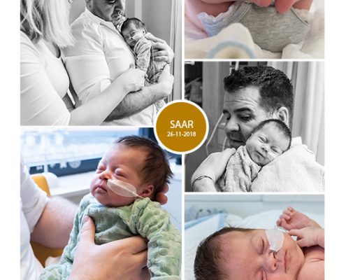 Saar prematuur geboren met 33 weken, sonde, badderen, flesvoeding