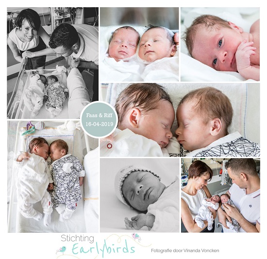 Faas & Riff prematuur geboren met 34+ weken, Zuyderland ziekenhuis, tweeling, weeenremmers, longrijping, gebroken vliezen, spoedkeizersnede, neonatologie, buidelen