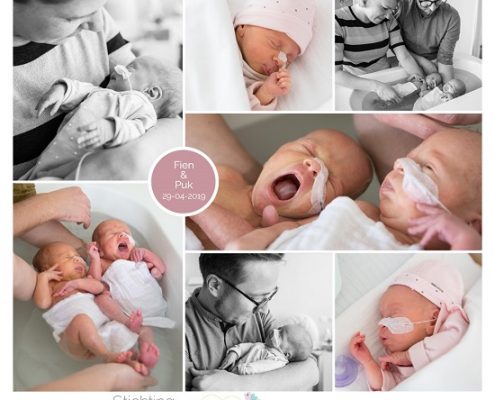 Fien & Puk prematuur geboren met 34 weken en 1 dag, tweeling, Noordwestgroep ziekenhuis, TTTS, LUMC, longrijping, weeenremmers, gebroken vliezen, sonde