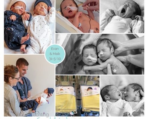 Evan & Maik prematuur geboren met 33 weke en 6 dagen, Meander Amersfoort, tweeling, spoedkeizersnede, sonde