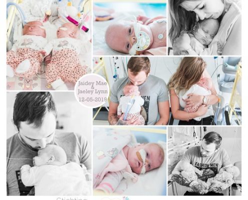 Jaidey Mae & Jaeley Lynn prematuur geboren met 24 weken, Spaarne Gasthuis, VUMC, sonde, tweeling