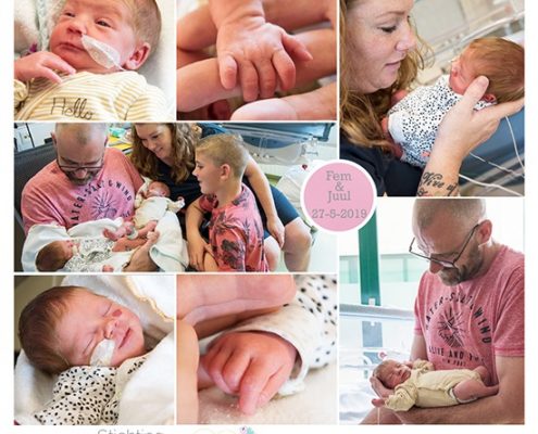 Juul & Fem prematuur geboren met 33 weken en 6 dagen, tweeling, diabetes, pre-eclampsie, longrijping, keizersnede, stuitligging, Rijnstate