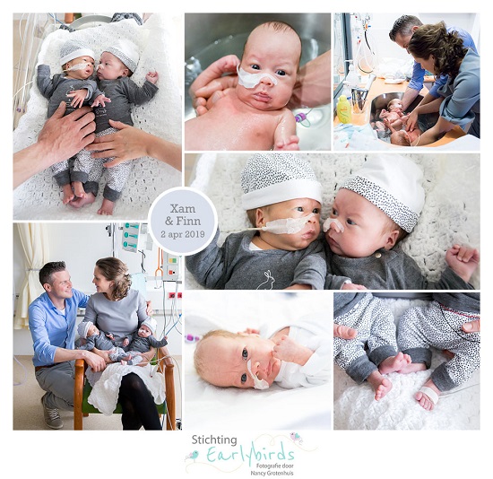 Xam & Finn prematuur geboren met 28 weken, tweeling, WKZ, knuffelen