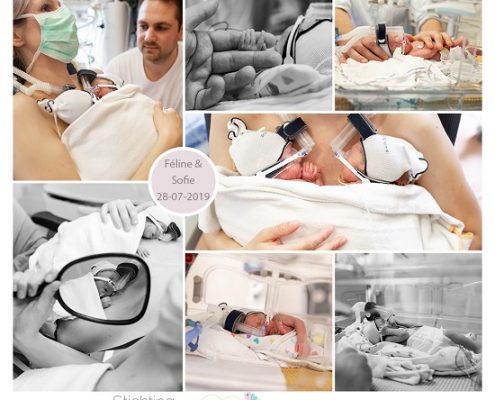 Feline & Sofie prematuur geboren met 27 weken, tweeling, buidelen, Ronald Mc Donaldhuis, couveuse, NICU, neonatologie