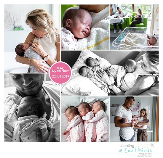 Mae, Nova & Ivy prematuur geboren met 32 weken, drieling, Spaarne Gasthuis