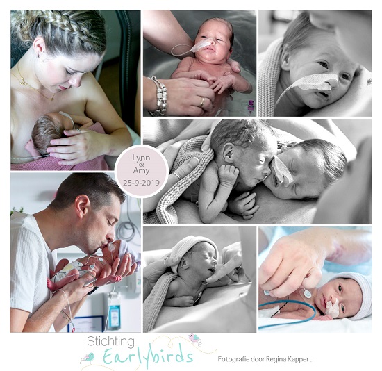 Lynn & Amy prematuur geboren met 35 weken, Nij Smellinghe, zwangerschapsvergiftiging, spoedkeizersnede, CPAP, couveuse, borstvoeding, buidelen, sonde