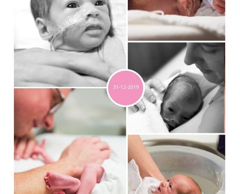 klein meisje prematuur geboren met 33 weken, CWZ, groeiachterstand, badderen, buidelen, sonde