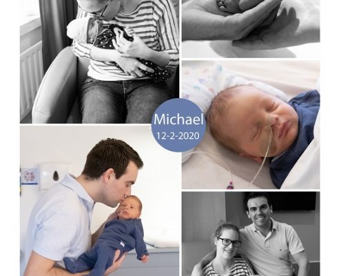 Michael prematuur geboren met 35 weken en 1 dag, gebroken vliezen, Elkerliek, longrijping, weeenremmers, couveuse, sonde