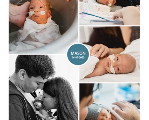 Mason prematuur geboren met 30 weken, couveuse, badderen, buidelen, sonde